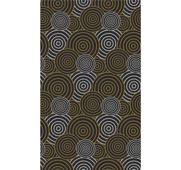 Circular brown motif wallpaper geometric - TenStickers