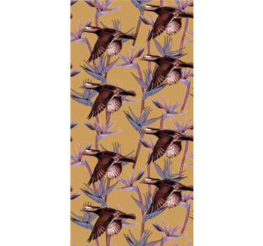 Flocking tropical motif birds wallpaper - TenStickers