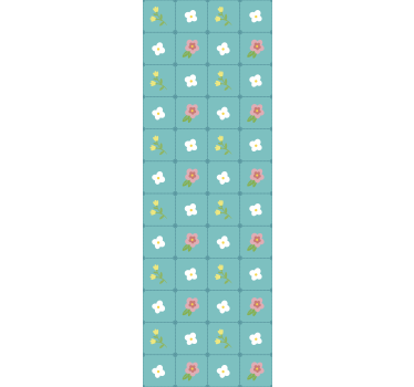 Flowering blue motifs tiles wallpaper - TenStickers