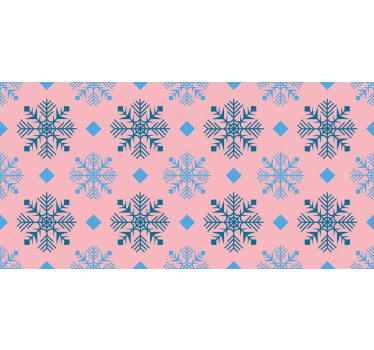 Christmas wallpaper in pink and blue snowflakes - TenStickers