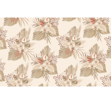 Living room wallpaper dried flower and pampas grass - TenStickers