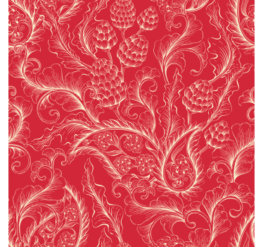 Wallpaper flowery red paisley design - TenStickers