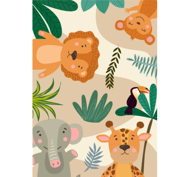 Cute animal wallpaper kids nordic jungle creatures - TenStickers