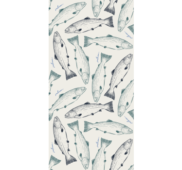 Cute animal wallpaper featuring salmon fish - TenStickers