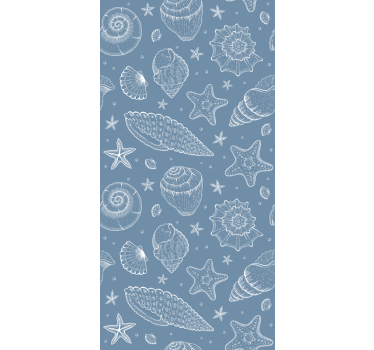 Cute animal wallpaper featuring marine life and seashells - TenStickers