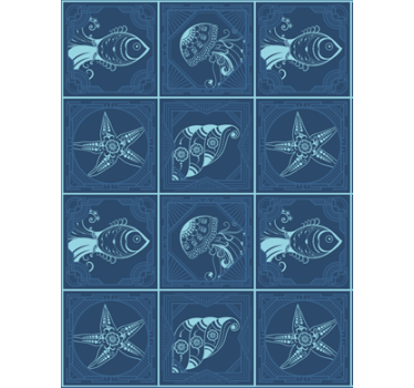 Cute animal wallpaper featuring decorative sea life - TenStickers