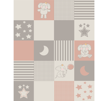 Cute animal wallpaper with elephant designs and tiles - TenStickers