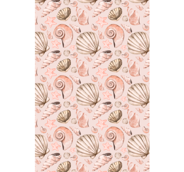 Cute animal wallpaper in pastel seashells - TenStickers