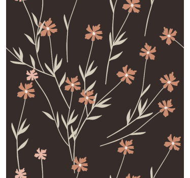 Wallpaper patterns brown floral design - TenStickers