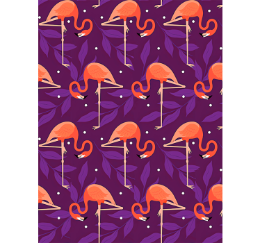 Birds wallpaper featuring pink tropical flamingos - TenStickers