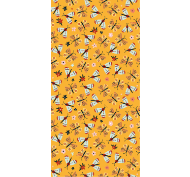 Cute animal wallpaper with hand drawn butterflies - TenStickers