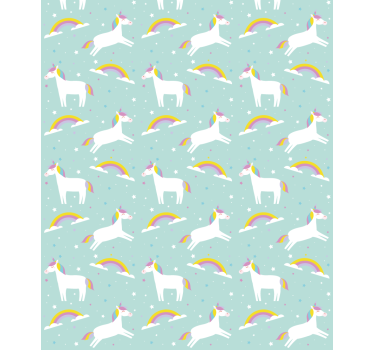 Wallpaper childrens room unicorns and rainbow - TenStickers