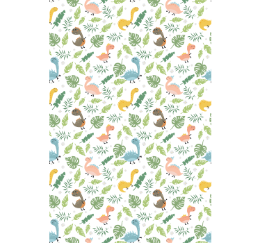 Wallpaper childrens room pastel dinosaur forest pattern - TenStickers
