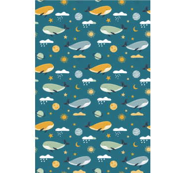 Wallpaper childrens room trendy whale design - TenStickers