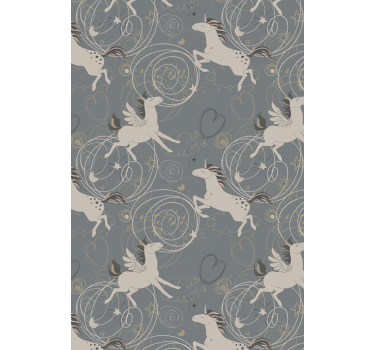 Wallpaper childrens room with pegasus unicorns on dark - TenStickers