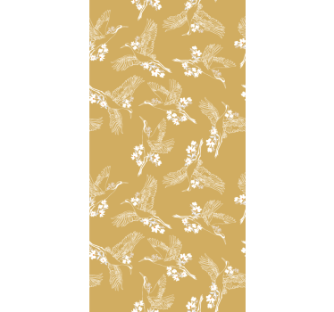 Wallpaper childrens room japanese flowers and birds - TenStickers