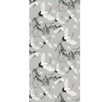 Wallpaper childrens room elegant cranes and peaks - TenStickers