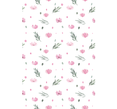 Pink minimalistic little flowers wallpaper childrens room - TenStickers