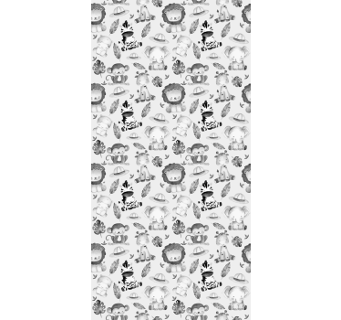 Wallpaper childrens room gray zoo animals - TenStickers