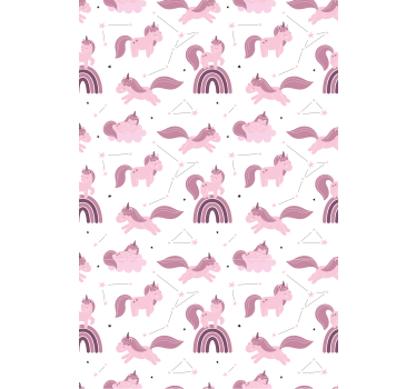 Wallpaper childrens room funny unicorns and stars - TenStickers