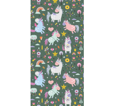 Wallpaper childrens room fantasy unicorn designs - TenStickers