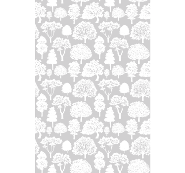 Tree wallpaper in white and grey trees - TenStickers