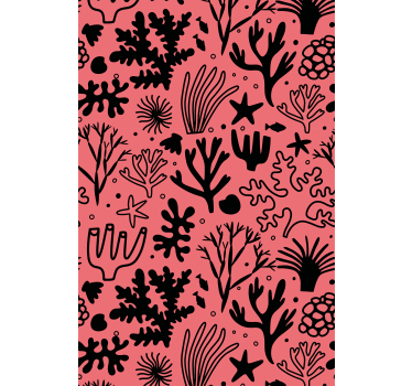Tree wallpaper australian leaves in red and black - TenStickers