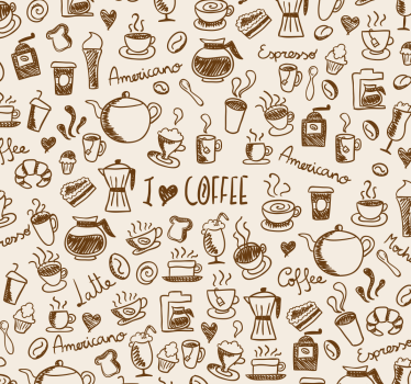 Kitchen wallpaper with coffee pattern - TenStickers