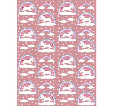 Magical unicorn theme wallpaper childrens room - TenStickers