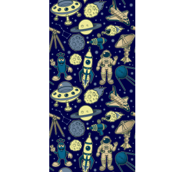 Wallpaper childrens room space characters - TenStickers