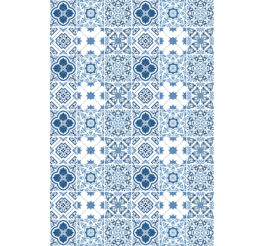 Bathroom wallpaper with detailed blue designs - TenStickers