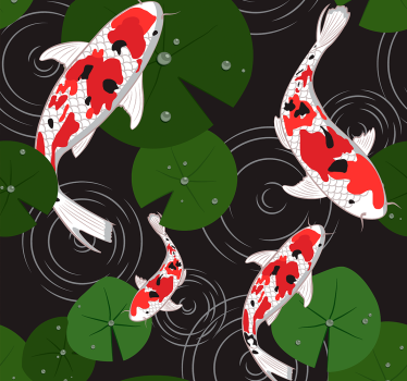 Living Room Wallpaper oriental carps - TenStickers