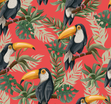 Toucans pattern Jungle Wallpaper - TenStickers