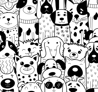 Dogs Pattern Bedroom Wallpaper - TenStickers
