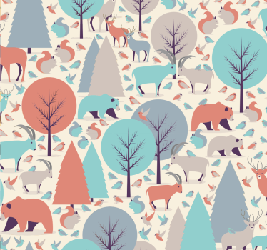 Wallpaper with animals and trees - TenStickers