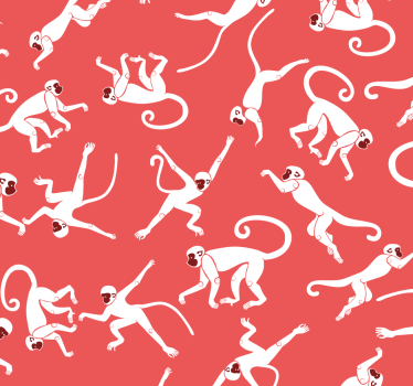 Red monkeys pattern cute animal wallpaper - TenStickers