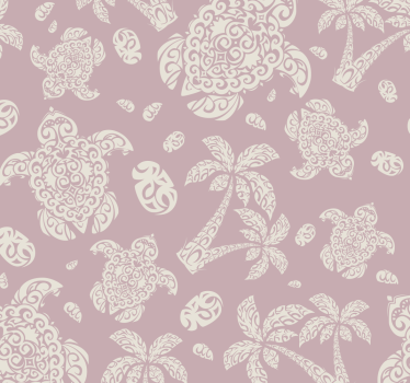 Turtles and Palms cute animal wallpaper - TenStickers