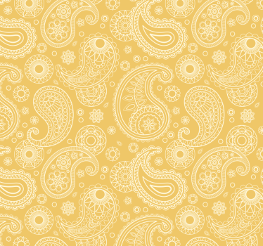 Intricate yellow paisley motif entrance wallpaper - TenStickers