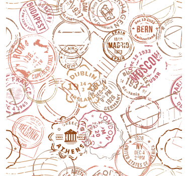 Retro Stamps Retro Wallpaper - TenStickers