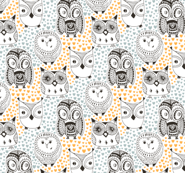 Owl Pattern Motif cute animal wallpaper - TenStickers