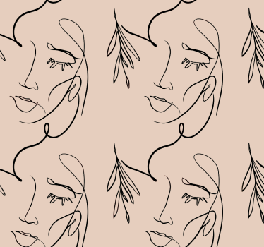 One line faces wallpaper paintings - TenStickers