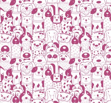 Canine Characters Pattern wallpaper of a dog - TenStickers