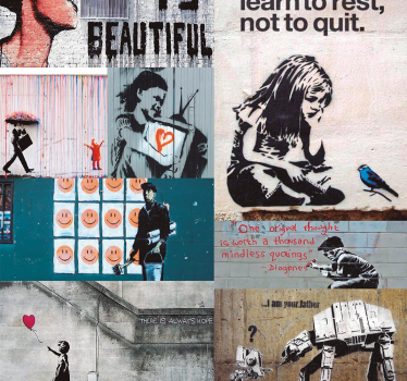 Banksy collage Abstract Wallpaper - TenStickers