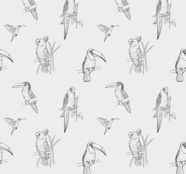 Tropical Birds Sketch parrots wallpaper - TenStickers