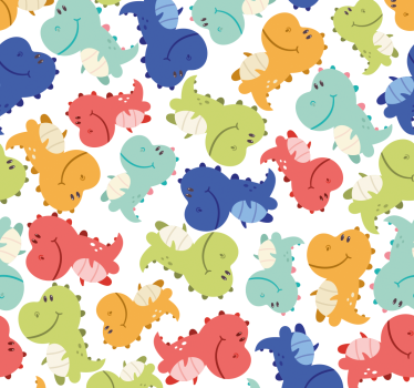 Cheerful Dinosaur Pattern dino wallpaper - TenStickers