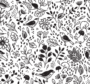 Birds on wooden black and white  Cool animal wallpaper - TenStickers