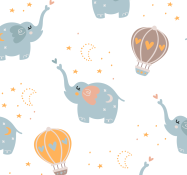 Elephants Hot-Air Balloons elephant wallpaper - TenStickers