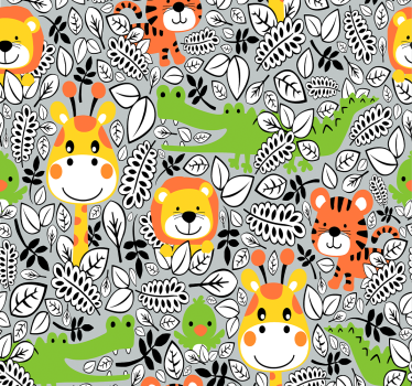 Safari Creature Excitement cute animal wallpaper - TenStickers