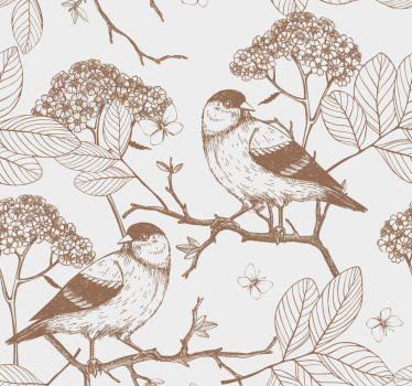 Birds Branches Ornaments birds wallpaper - TenStickers