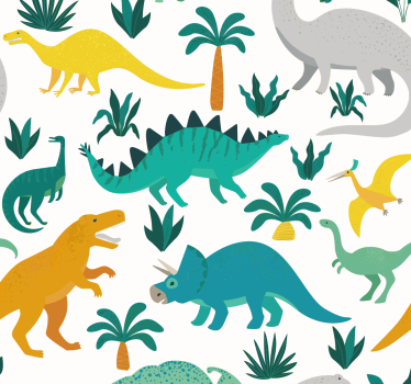 dinosaurs with trees Kids Wallpaper - TenStickers